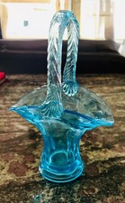 Vintage Tiffin Blue Handled Glass Basket picture