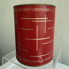 VTG MCM RED Desk Caddy Organizer Pen Pencil Holder Cup Vinyl Gold Design Sputnik picture