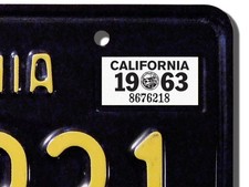 1963 California License Plate Registration Sticker, YOM, CA DMV picture