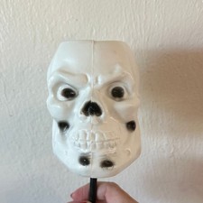 Bayshore Skull 9 Inch Halloween Noisemaker Rattle Blow Mold Vintage Decor picture