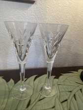 WATERFORD 2 Crystal Lincoln Stemmed Champagne Flutes picture