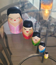 Hand-Painted Japanese Geisha Matryoshka Wooden Dolls picture