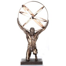 Veronese Design Bronze Gold Finsh Atlas Carrying Celestial Sphere Statue, 8.11