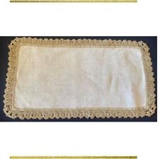 Vintage, linen napron with lace, handmade crochet  measurements 39cm x 21cm picture