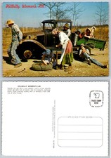 Continental Hillbilly Women's Lib Old Car Flat Tire Repair Humorous Postcard picture