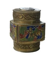 Vintage Chinese Brass & Cloisonne Enamel Jar Bull Figure Decoration Art picture