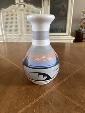 Vintage Navajo Cedar Mesa Pottery Bud Vase Hand Painted Signed picture