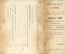 1876 Georgia Home Insurance Co Policy Charleston SC Property Fire Ephemera Antiq picture