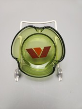 Vintage Woodford Co Bank Heartland Bank Illinois Green Glass Ashtray Mid-Century picture