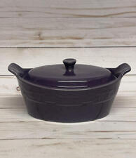 Longaberger Pottery Eggplant Small Oblong Covered Casserole Dish & Lid picture