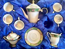 Sorelle Fine Porcelain Tea Set 16 pc - Vintage Green w/Gold & Floral Rose Detail picture