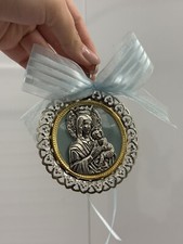 Vintage Pandora's Religious Hanging Ornament ' Madonna & Child, Silver & Go picture