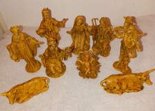 Vintage Nativity Scene 10 Piece Christmas Hard Plastic Set picture