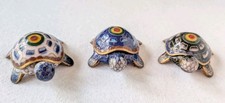 3 Vintage Cloisonne Metal Enamel Turtle Trinket Boxes w/ Removable Lid 2