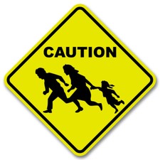 Illegal Alien Crossing Yellow Aluminum Sign picture