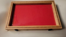 SALE OAK DISPLAY CASE With Inlay for Knives Arrowheads Coins & More picture