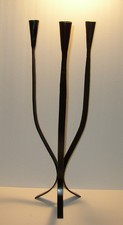 Vintage Van Keppel Green Black Iron 3 Candlestick Holder MCM Brutalist 22 3/4