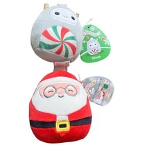 (2) Squishmallows Nick Santa Claus Christmas W/glasses & Yeti Lot Kellytoy picture