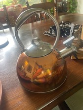BELGIQUE Copper /SILVER TONE  Kettle Teapot 2. QT 10 X 9 INCHES - CLEAN picture
