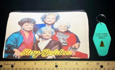 TRENDING 2pcs ⭐ GOLDEN GIRLS ⭐ KEYCHAIN KEY FOB AND MAKEUP COSMETICS CANVAS BAG picture