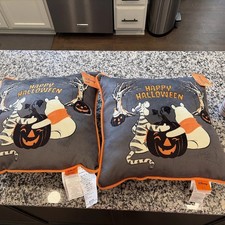 Aldi x Disney Halloween 2026 Throw Pillow Set Pooh Tigger Pumpkins Orange Gray picture