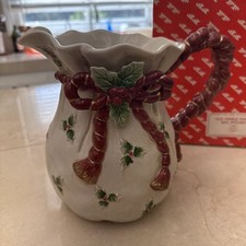 Fitz & Floyd Old World Santa Ceramic Bag Pitcher 8.75” Vintage Christmas MIB  picture