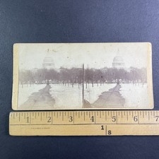 US Capitol Building Stereoview Washington DC Winter Scene 1860s Albumen Print picture