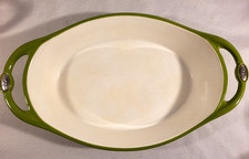 RARE Lodge 2 Quart Oval Apple Green Enamel Cast Iron Open Casserole Pan picture