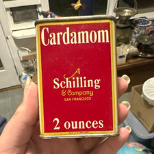 Schilling & Company Cardamom 2 oz Vintage Spice Tin, Red/Gold San Francisco picture