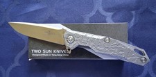 *NEW*🔥 TWO SUN Folding Knife w/Titanium Handle & D2 Blade TS21-Etching   picture