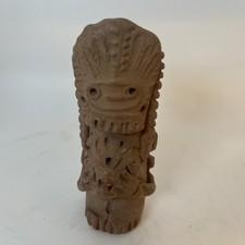Vintage Aztec Inca Mayan Mexico Folk Art Pottery Clay Vase Figural picture