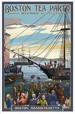 Boston Tea Party, Massachusetts, Ships in Harbor, Dec. 16 1773 - Modern Postcard picture