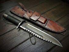 LOM CUSTOM HANDMADE CARBON STEEL RAMBO SURVIVAL OUTDOOR HUNTING BOWIE W/ SHEATH picture