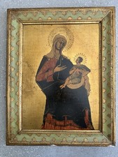 VINTAGE FLORENTINE MADONNA AND CHILD FRAMED ART PICTURE PLAQUE ITALIAN MCM 50S picture