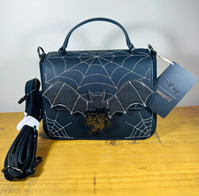 Loungefly Disney Mickey & Minnie Glow in the Dark Mini Crossbody Bag Black White picture