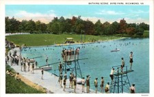 VTG 1930 PC SWIMMERS BATHING SCENE DIVING BOARD BYRD PARK RICHMOND VA NOS MINT * picture