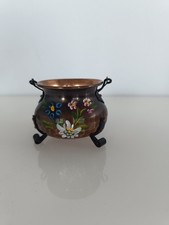 Vintage Hand Painted Hammered Copper Pot Cauldron La Chaux-De-Fonds Switzerland picture