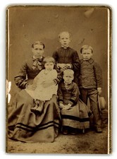 Antique Cdv Circa 1880s Jan Greve Grandma With Cute Children Stavanger Norway picture