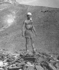 Vintage Photo 1930s Man Desert Hill Travel Snapshot Explorer Landscape picture