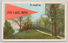 A Road to Fox Lake, Minnesota Lake View Postcard c1910s a23169 picture