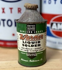 Vintage Warner Liquid Solder Can 10oz Cone Top Empty picture