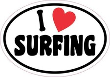 5in x 3.5in Oval I Love Surfing Sticker picture