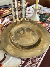 Set of 8 Vintage Hammered Solid Brass Charger Plates 11