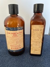 Vintage Merck Methyl Alcohol Poison and Aldiazol-M (sulfonamide) bottles EMPTY picture