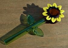 Sunflower Smoking Glass Pipe, Tobacco, Handmade, Cute Gift, Pretty, Girly Flower picture