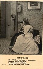Vintage Postcard Couple Lovers Cuddles On Couch Ten O'clock Comic Souvenir picture