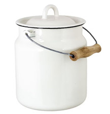 Novomoskovsk White Enamel Milk Can Rustic Vintage Style Pail 3.5 qt Бидон picture