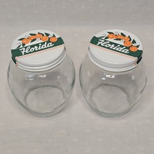 Vintage Florida Marmalade Glass Jars w/ Original Citrus Lids Set of 2 Retro picture