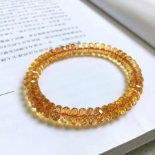 8mm Natural Citrine Crystal Quartz Gemstone Marquise Faced Beads Bracelet AAAA picture