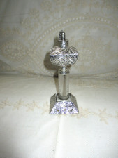RARE Antique Silver Cigar Lighter / Oil Lamp Ornate Silver & Etched Crystal picture
